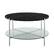 Front. Walker Edison - Modern Round Coffee Table - Faux Black Marble/Glass/Chrome.