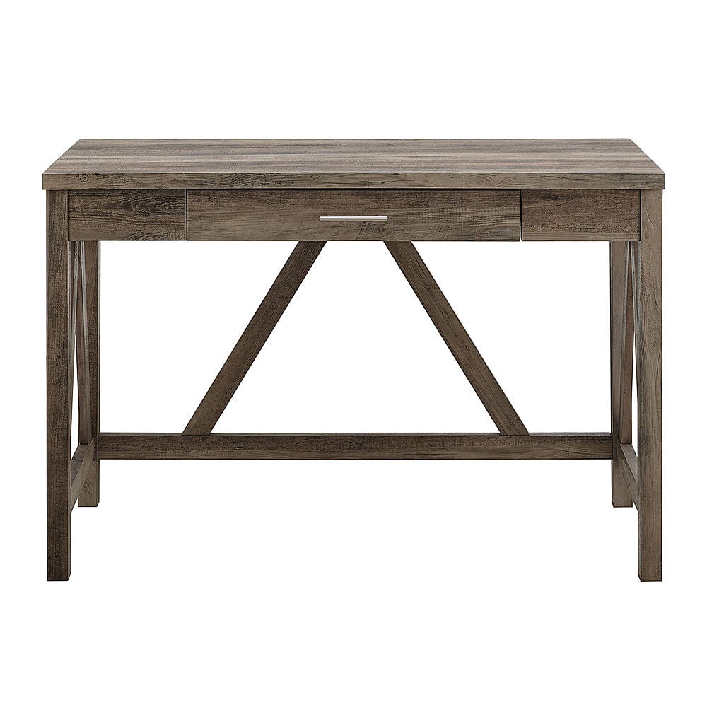 Walker Edison - Rustic Farmhouse A-Frame Computer Desk - Grey Wash - Front_Zoom