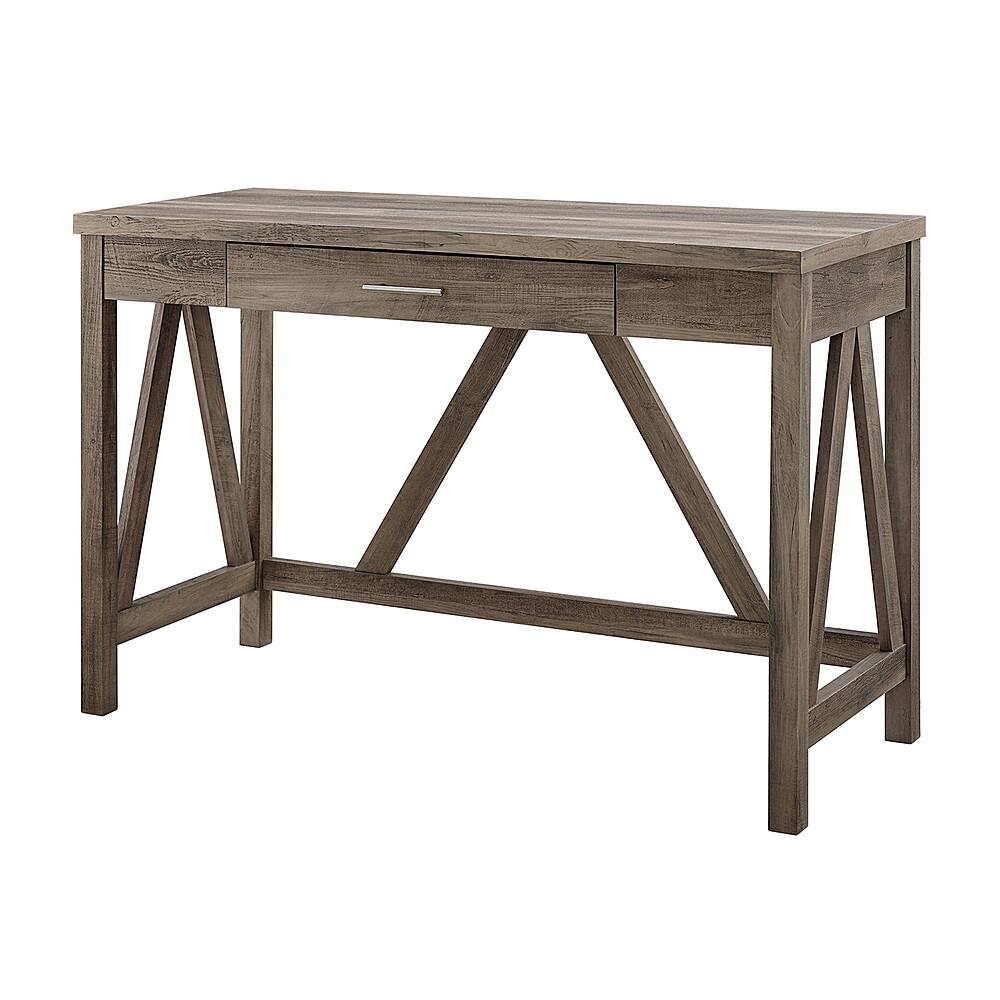 Left. Walker Edison - Rustic Farmhouse A-Frame Computer Desk - Grey Wash.