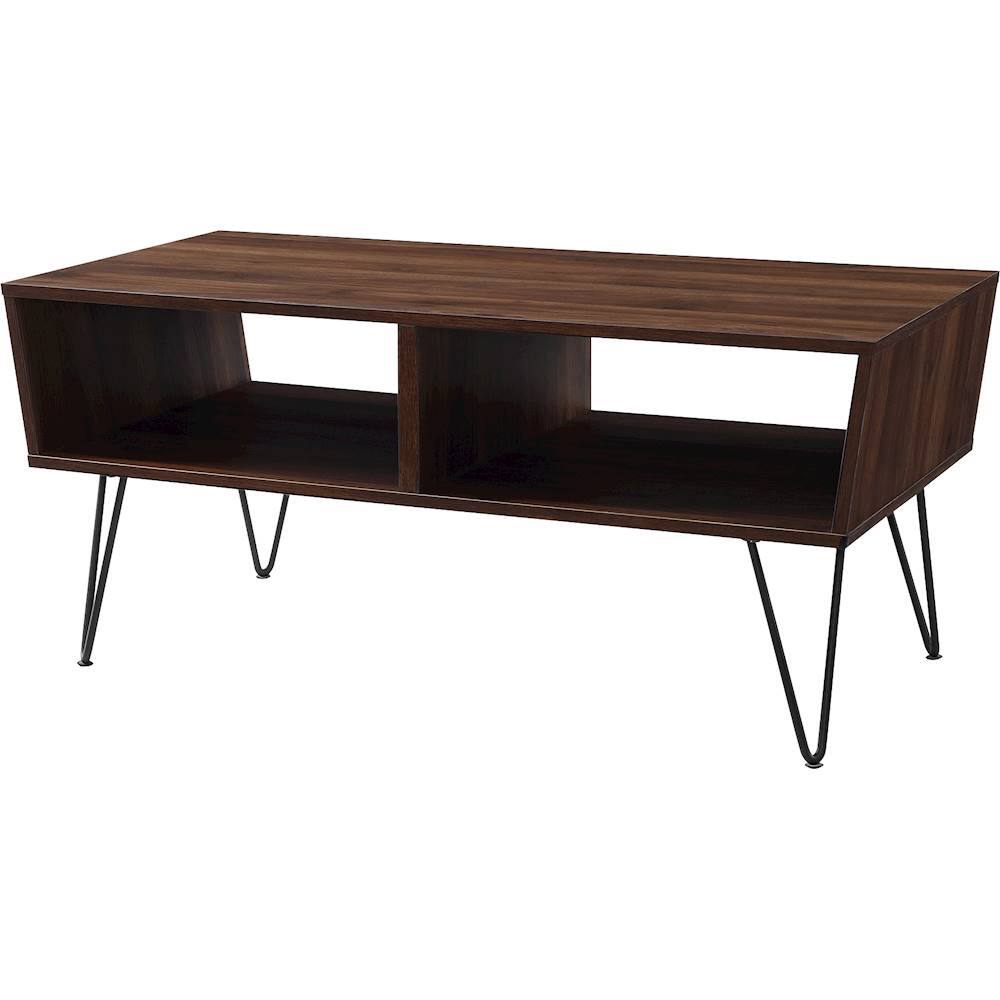 Left View: Walker Edison - Mid Century Modern Wood Coffee Table - Dark Walnut