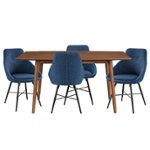 Front Zoom. Walker Edison - Rectangular Mid Century Urban Dining Table (Set of 5) - Acorn/Blue.
