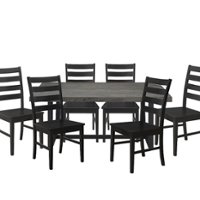 Walker Edison - Rectangular Farmhouse Dining Table (Set of 7) - Gray/Black - Front_Zoom
