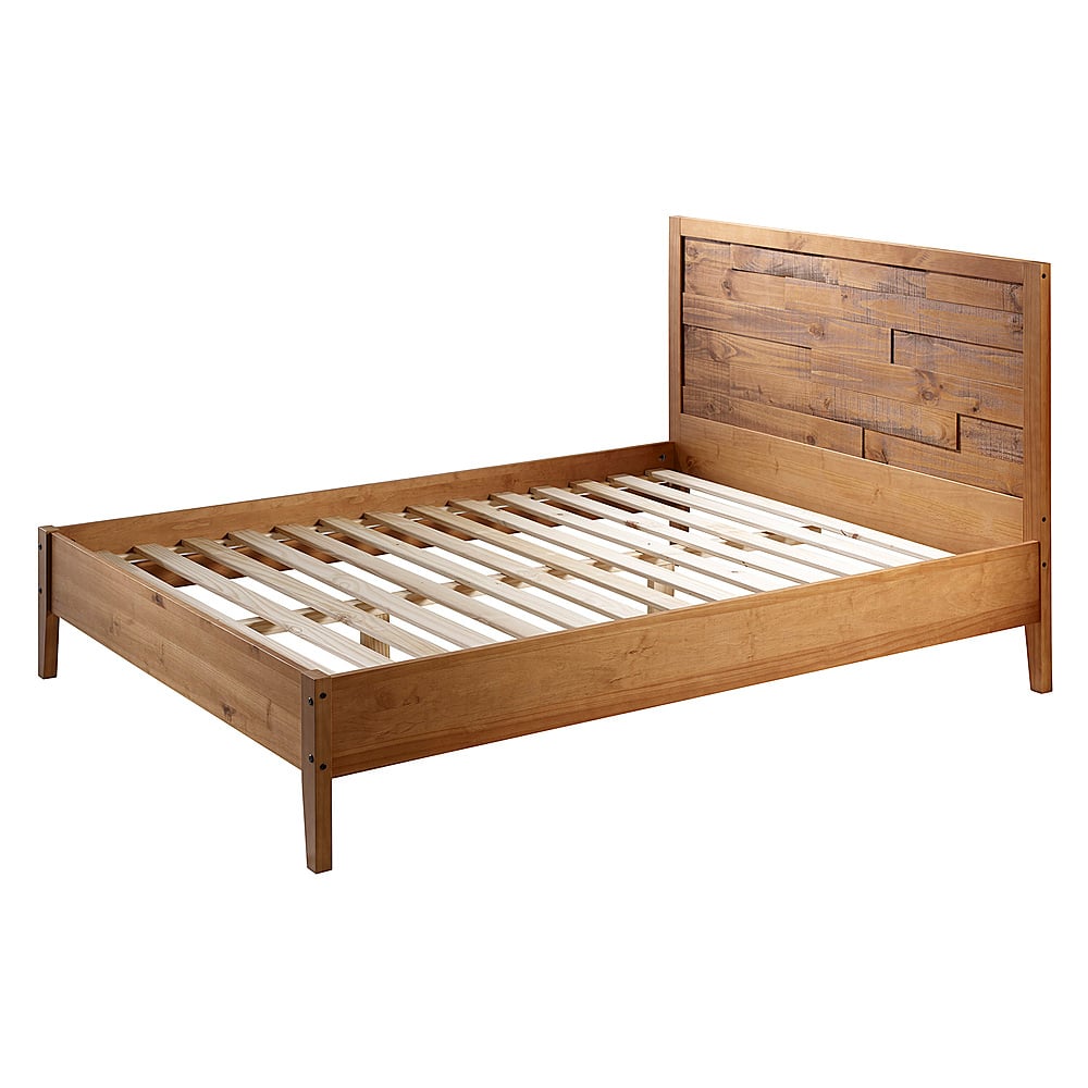 Left View: Walker Edison - 64" Queen-Size Standard Bed - Caramel