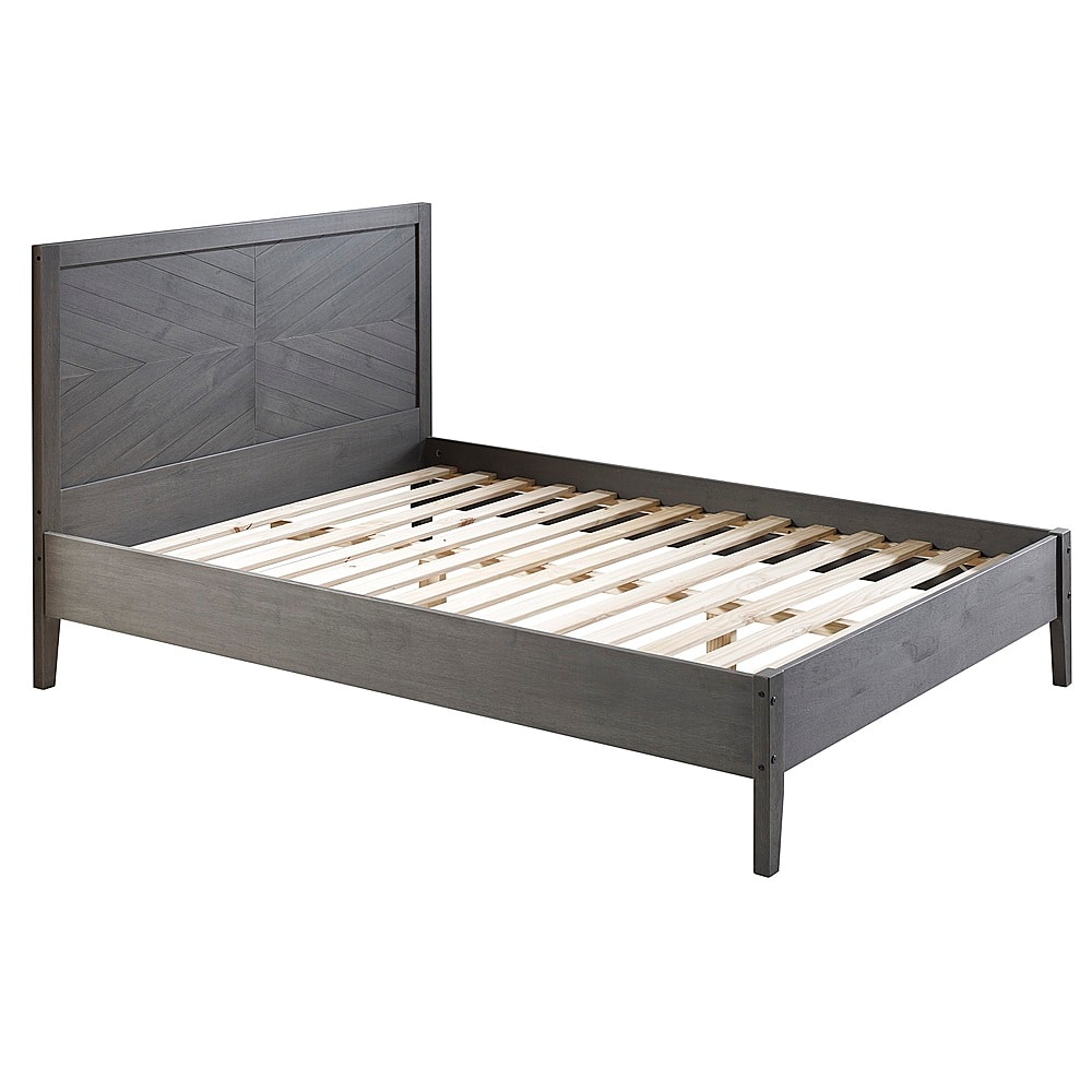 Angle View: Walker Edison - Chevron 64" Queen-Size Standard Bed - Gray