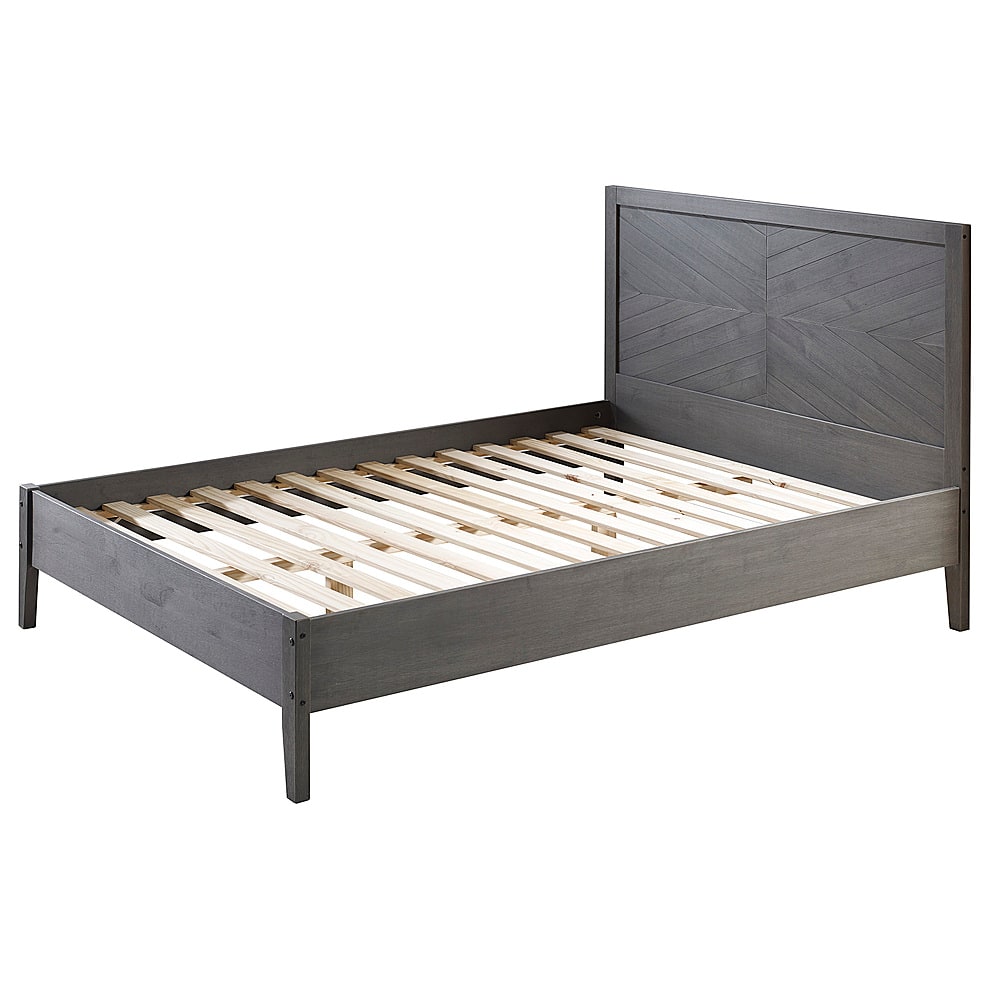 Left View: Walker Edison - Chevron 64" Queen-Size Standard Bed - Gray