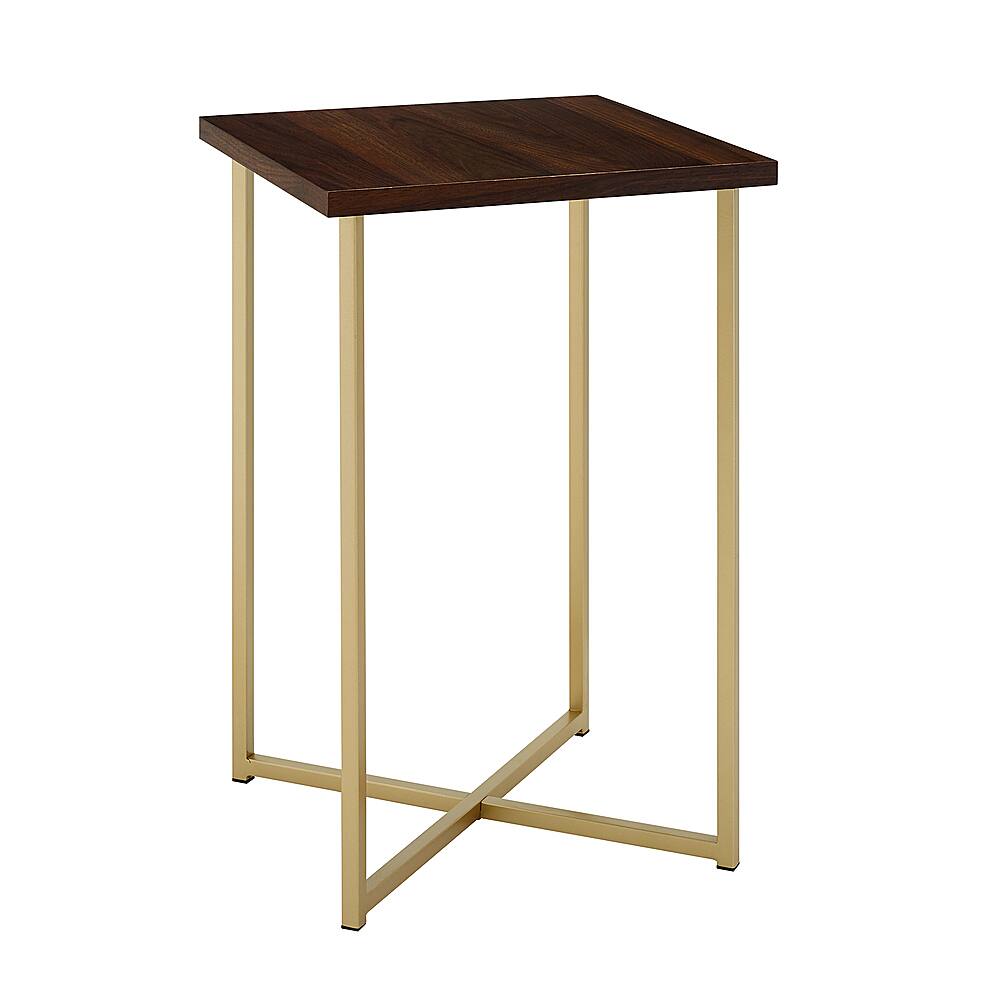 Angle View: Walker Edison - Modern Square End/Side Table - Dark Walnut/Gold