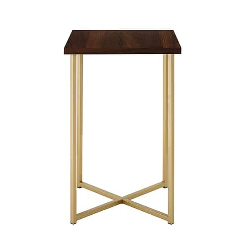 Walker Edison - Modern Square End/Side Table - Dark Walnut/Gold