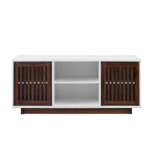 Walker Edison - Modern Console for Most TVs Up to 64" - Dark Walnut/White