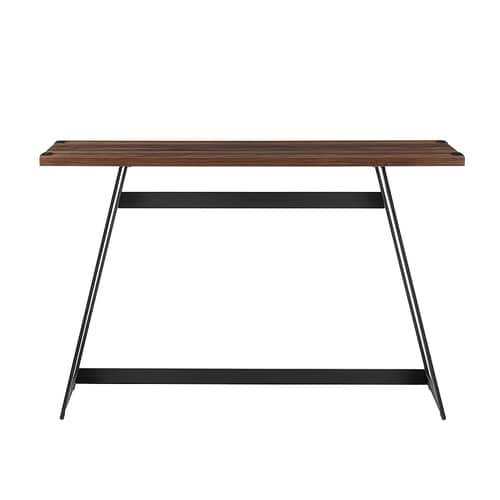 Walker Edison - Rustic Metal Wrap Entry/Accent Table - Dark Walnut