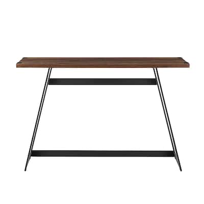Walker Edison - Rustic Metal Wrap Entry/Accent Table - Dark Walnut