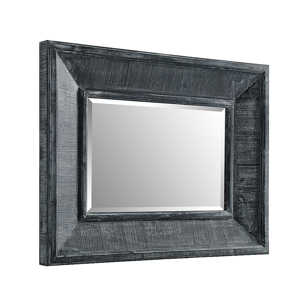 Angle View: Walker Edison - 36" Rectangle Textured Wood Mirror - Gray Wash