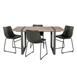 Walker Edison - Rectangular Urban Blend Contemporary Dining Table (Set of 5) - Driftwood/Black - Front_Zoom