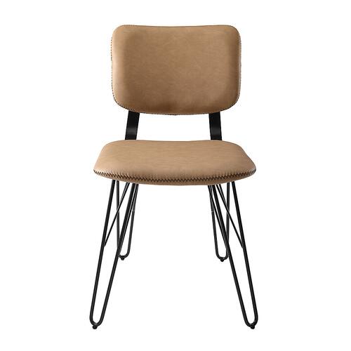 Walker Edison - Modern Hairpin Faux Leather Dining Chairs (Set of 2) - Tan