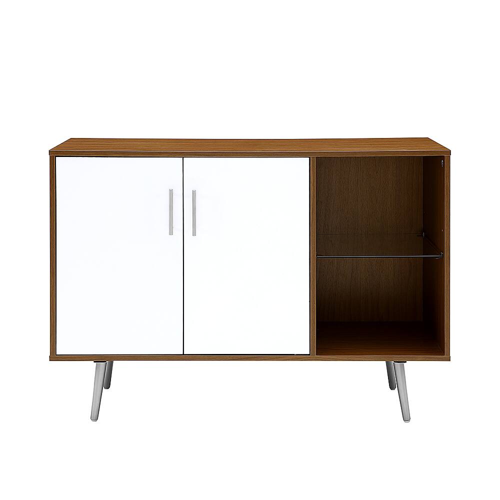 Front. Walker Edison - Mid-Century Wood TV Console for Most TVs Up to 48" - Acorn/White.