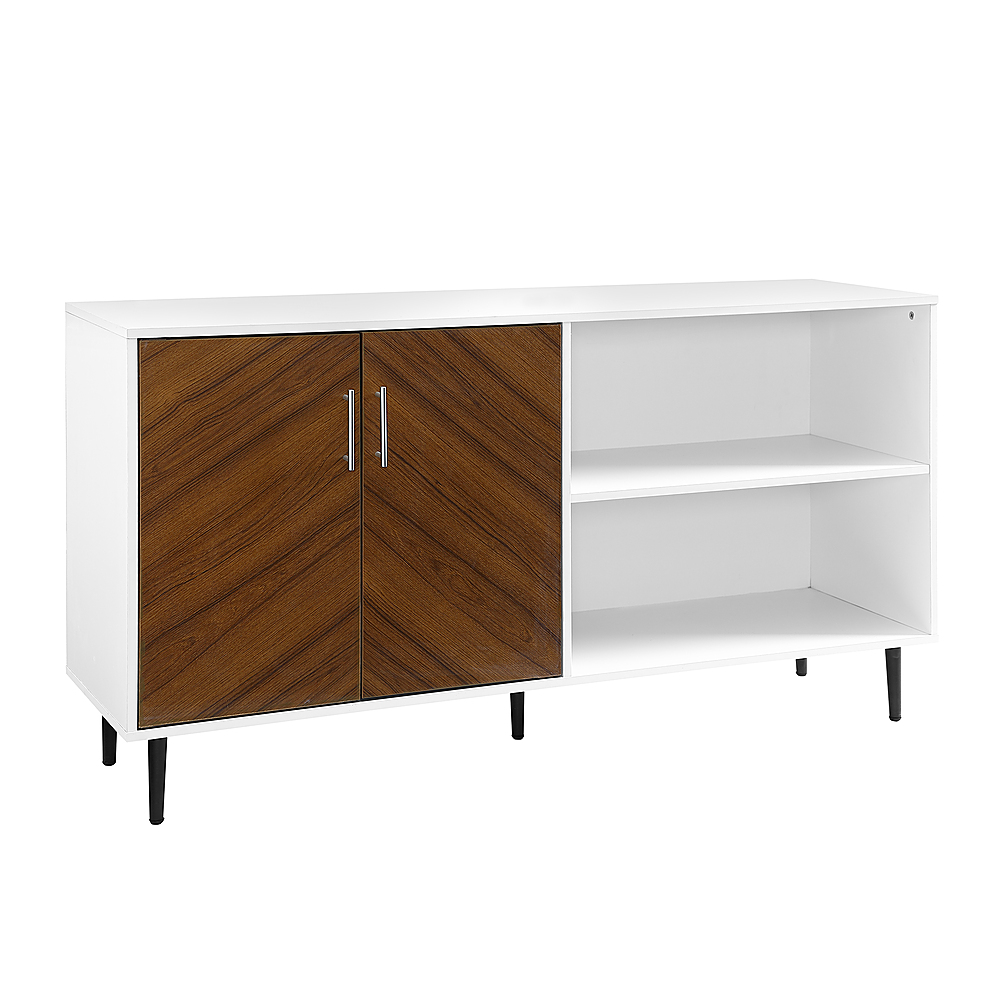 Angle View: Walker Edison - Mid-Century Modern TV Stand for Most TVs Up to 65" - Dark Walnut/White