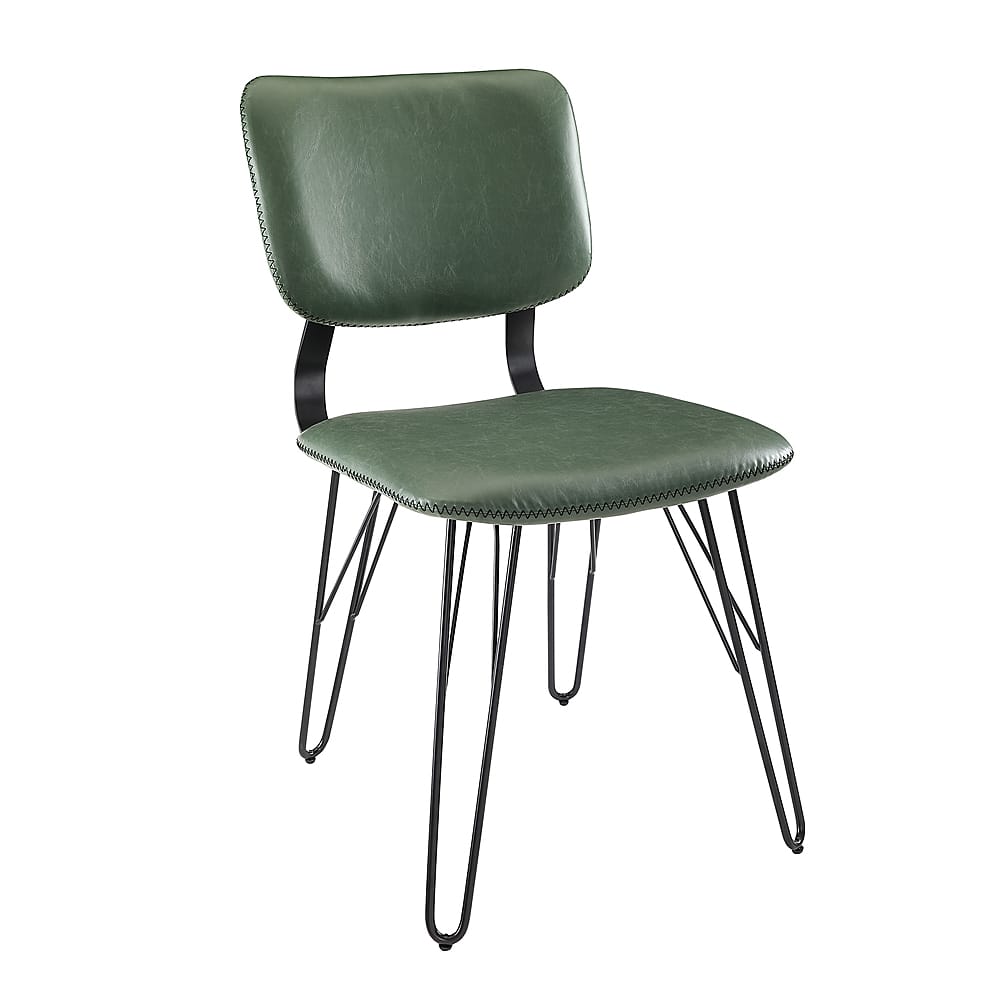 Angle View: Walker Edison - Modern Hairpin Faux Leather Dining Chairs (Set of 2) - Green