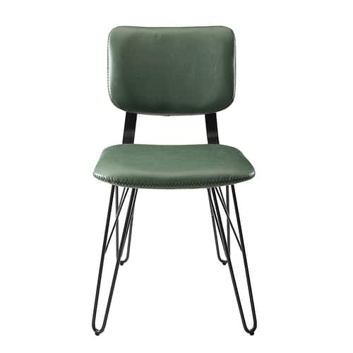 Walker Edison - Modern Hairpin Faux Leather Dining Chairs (Set of 2) - Green