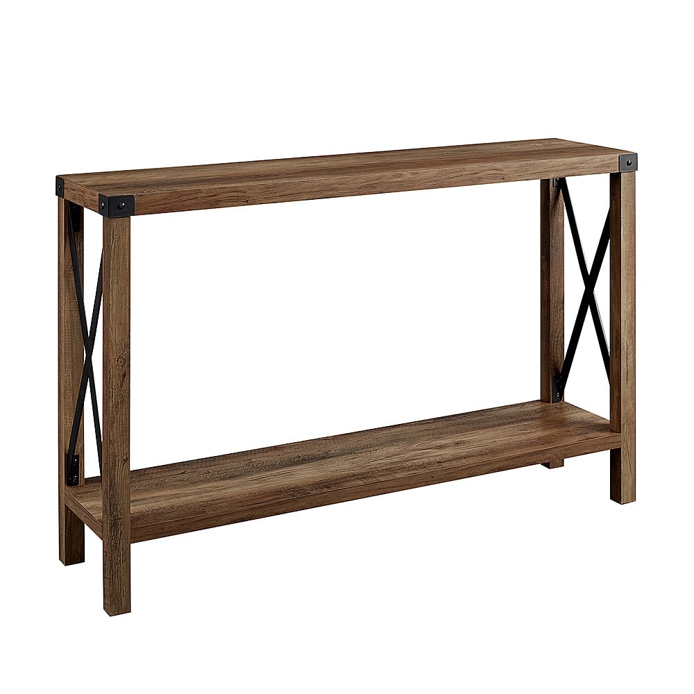 Angle. Walker Edison - 46" Rustic Farmhouse Entryway Table - Rustic Oak.
