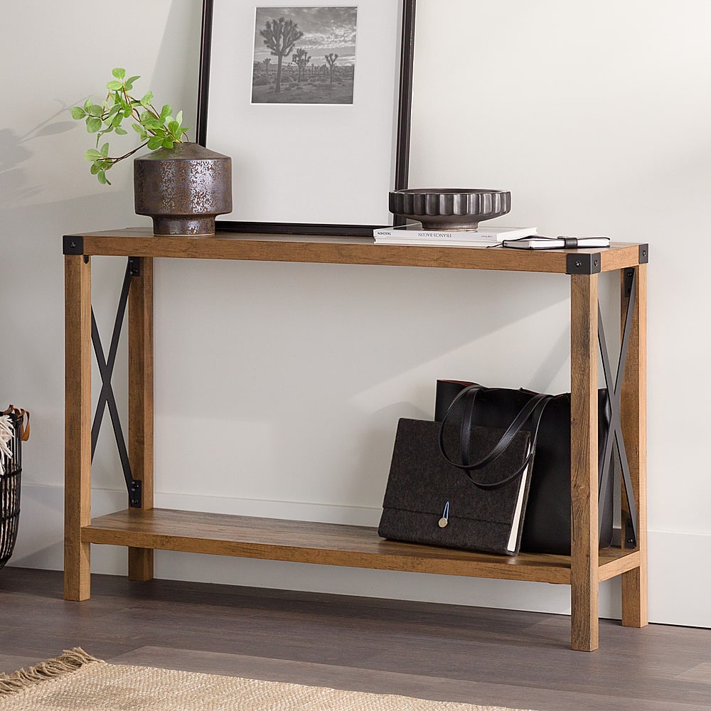 Alt View 15. Walker Edison - 46" Rustic Farmhouse Entryway Table - Rustic Oak.