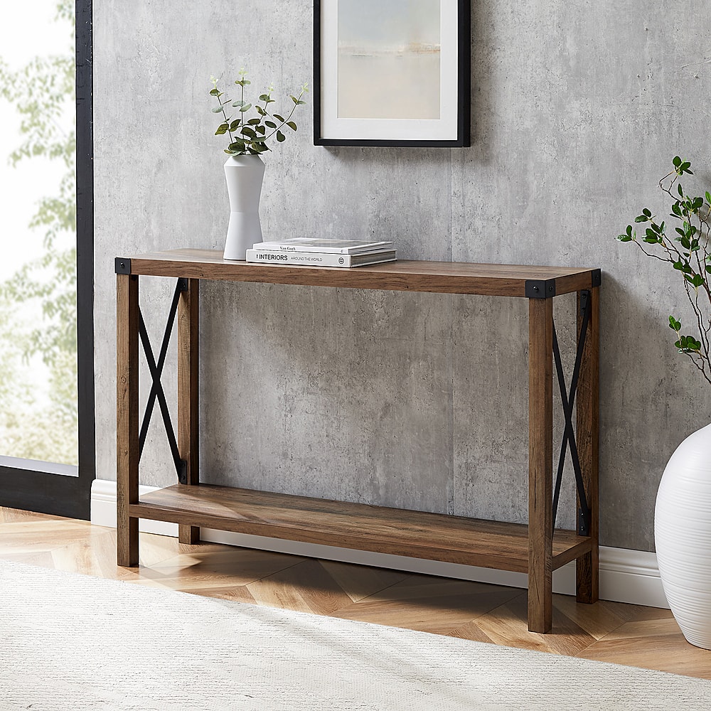 Alt View 16. Walker Edison - 46" Rustic Farmhouse Entryway Table - Rustic Oak.