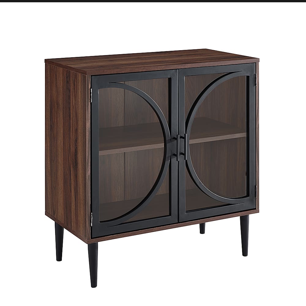 Angle View: Walker Edison - Industrial Accent Cabinet - Dark Walnut