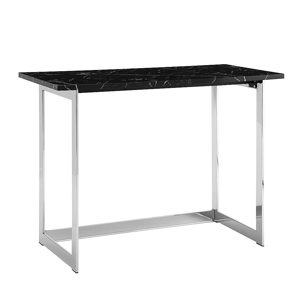 Angle View: Walker Edison - Modern Faux Marble Computer Desk - Black Marble/Chrome