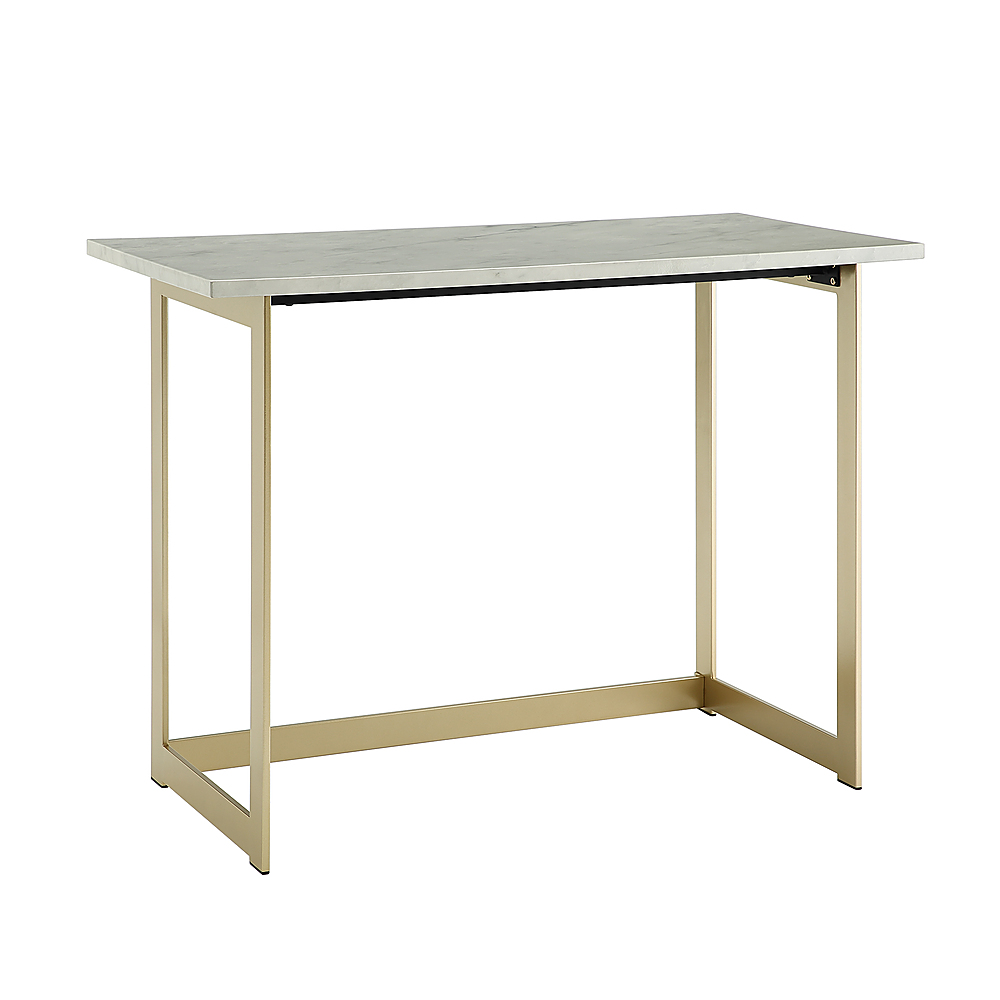 Angle View: Walker Edison - Modern Faux Marble Computer Desk - White Faux Marble/Gold
