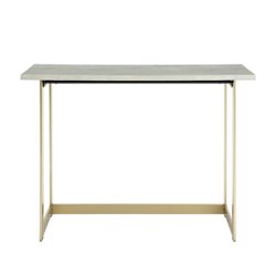 Walker Edison - Modern Faux Marble Computer Desk - White Faux Marble/Gold - Front_Zoom