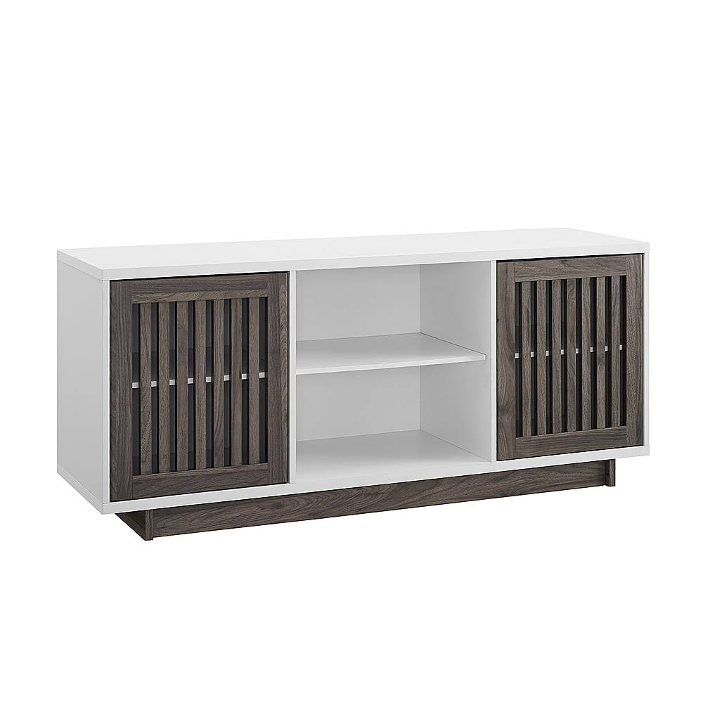 Angle View: Walker Edison - Mid Century Modern TV Stand for Most TVs Up to 65" - Slate Gray/White