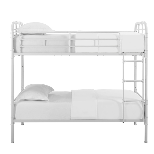 Walker Edison - Twin over Twin Bunk Bed - White/Gray