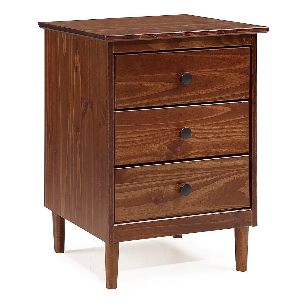 Angle View: Walker Edison - 3-Drawer Nightstand - Walnut