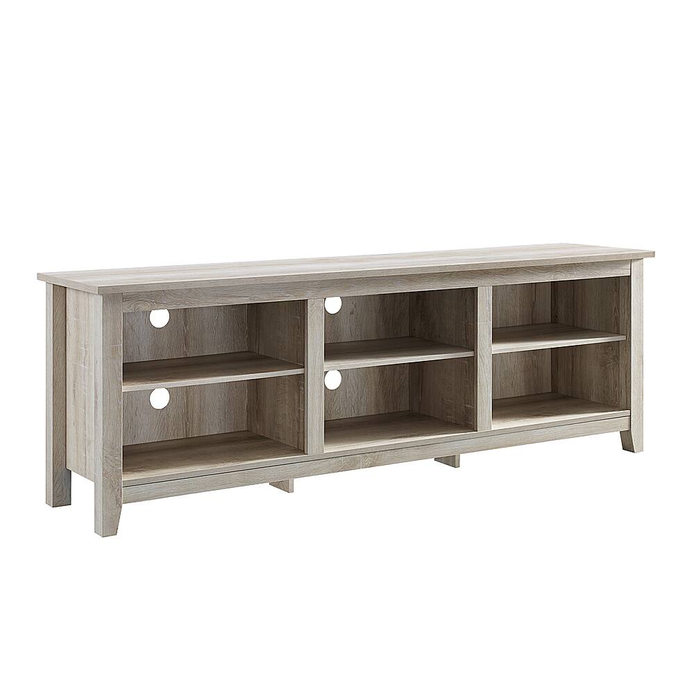 Angle. Walker Edison - Modern Open 6 Cubby Storage TV Stand for TVs up to 78" - White Oak.