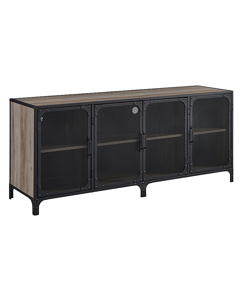 Angle View: Walker Edison - Industrial Mesh Metal TV Stand Cabinet for Most Flat-Panel TVs Up to 70" - Gray Wash