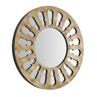Walker Edison - 32" Round Wood Cut-Out Mirror - Natural - Angle_Zoom