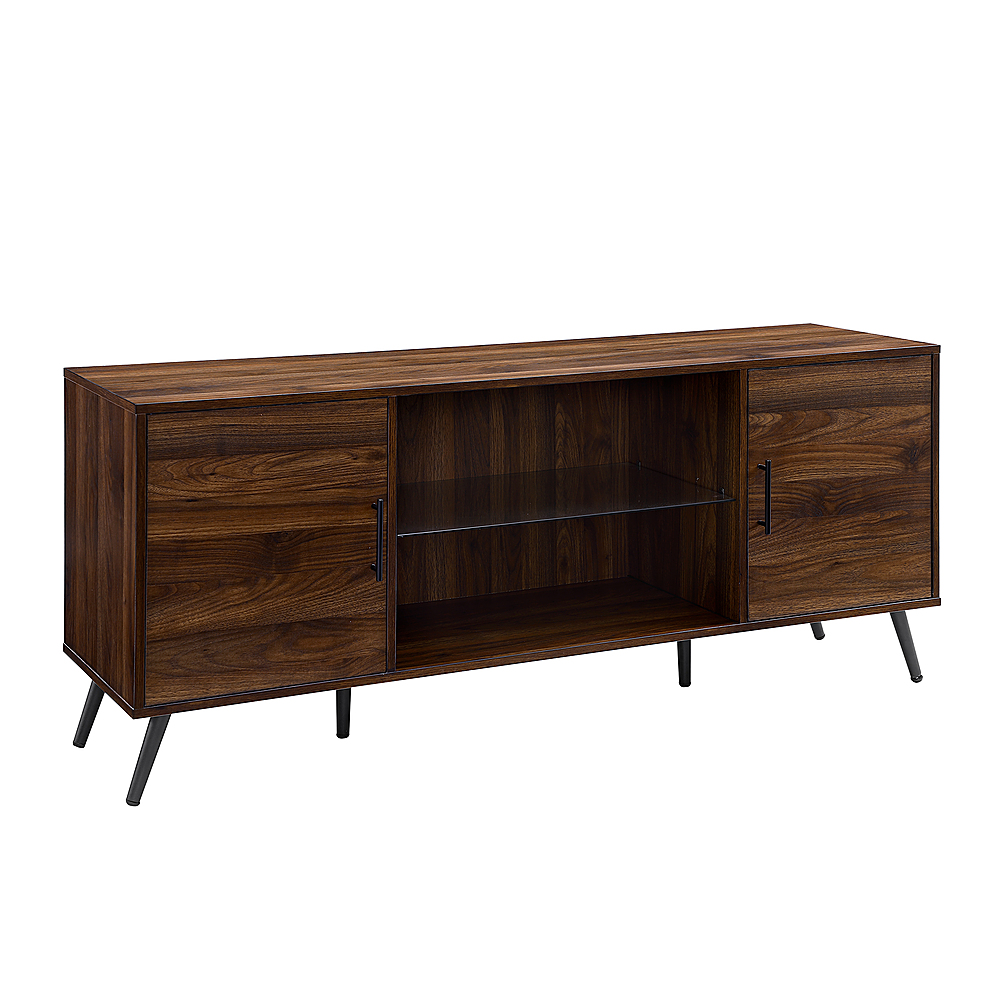 Angle View: Walker Edison - Mid Century Modern TV Stand Cabinet for Most TVs Up to 65" - Dark Walnut