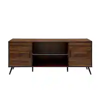 Walker Edison - 60" Mid Century Modern TV Stand Cabinet for Most TVs Up to 65" - Dark Walnut - Front_Zoom