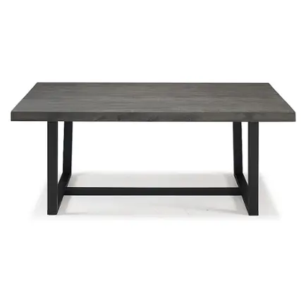 Front. Walker Edison - 72" Rectangular Solid Pine Wood Dining Table - Grey.