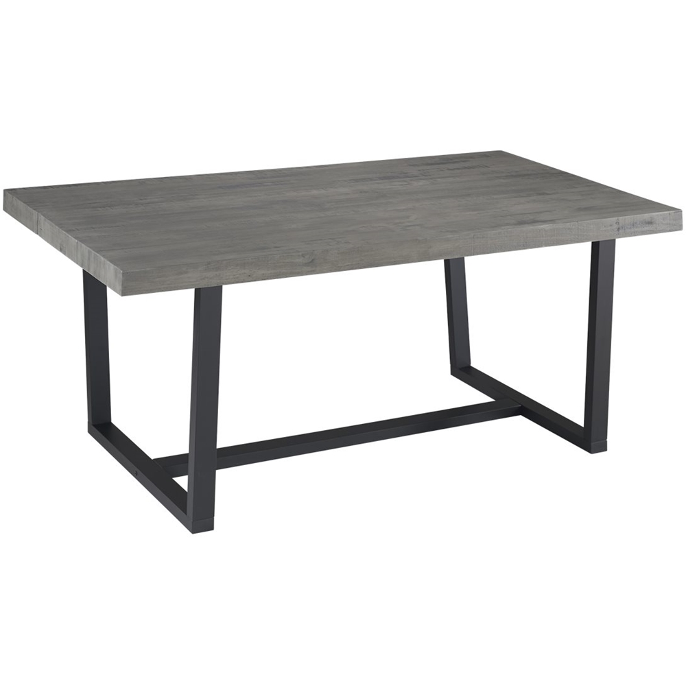 Left View: Walker Edison - 72" Rectangular Solid Pine Wood Dining Table - Gray