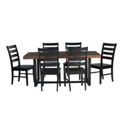 Walker Edison - Rectangular Farmhouse Dining Table (Set of 7) - Mahogany/Black - Front_Zoom