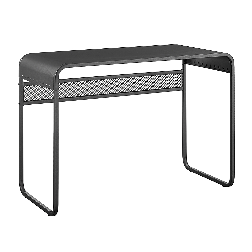 Angle View: Walker Edison - Modern Curve Top Metal Desk - Gunmetal Gray