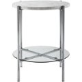 Front Zoom. Walker Edison - Modern Round Side/End Table - White Faux Marble/Glass/Chrome.