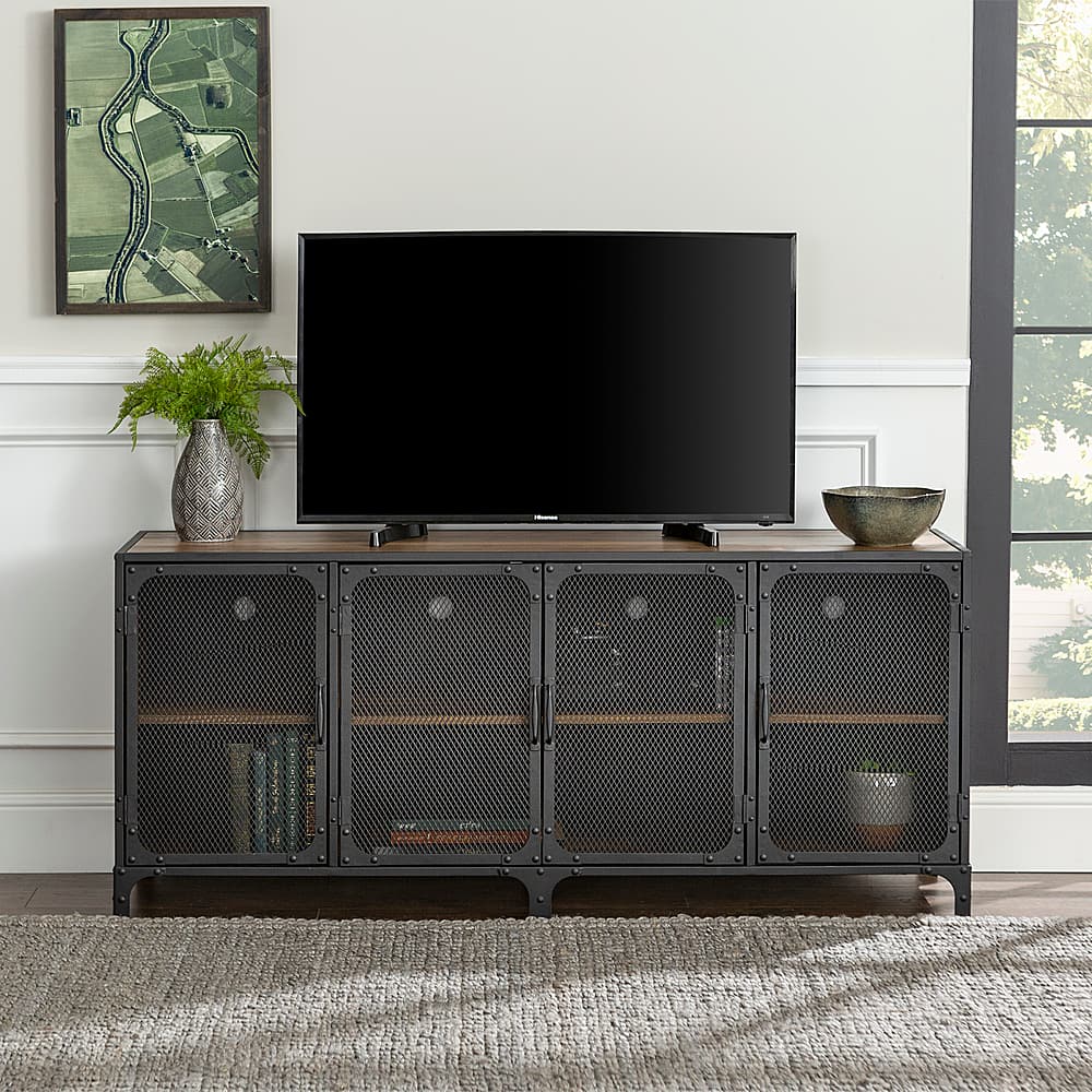 Customer Reviews Walker Edison Industrial Mesh Metal TV Stand