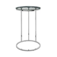 Walker Edison - Modern Round End/Side Table - Glass/Chrome - Front_Zoom