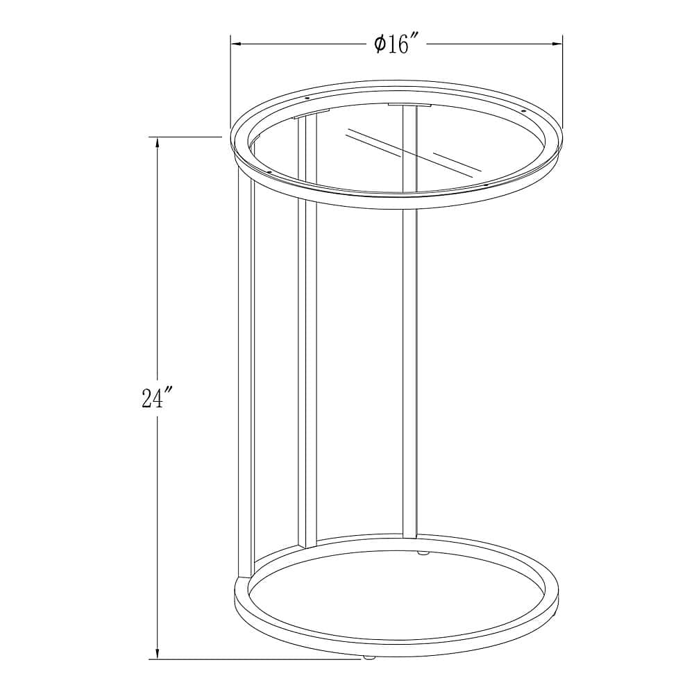 Walker Edison Modern Round End/Side Table Glass/Chrome BBF16RCSTGL ...