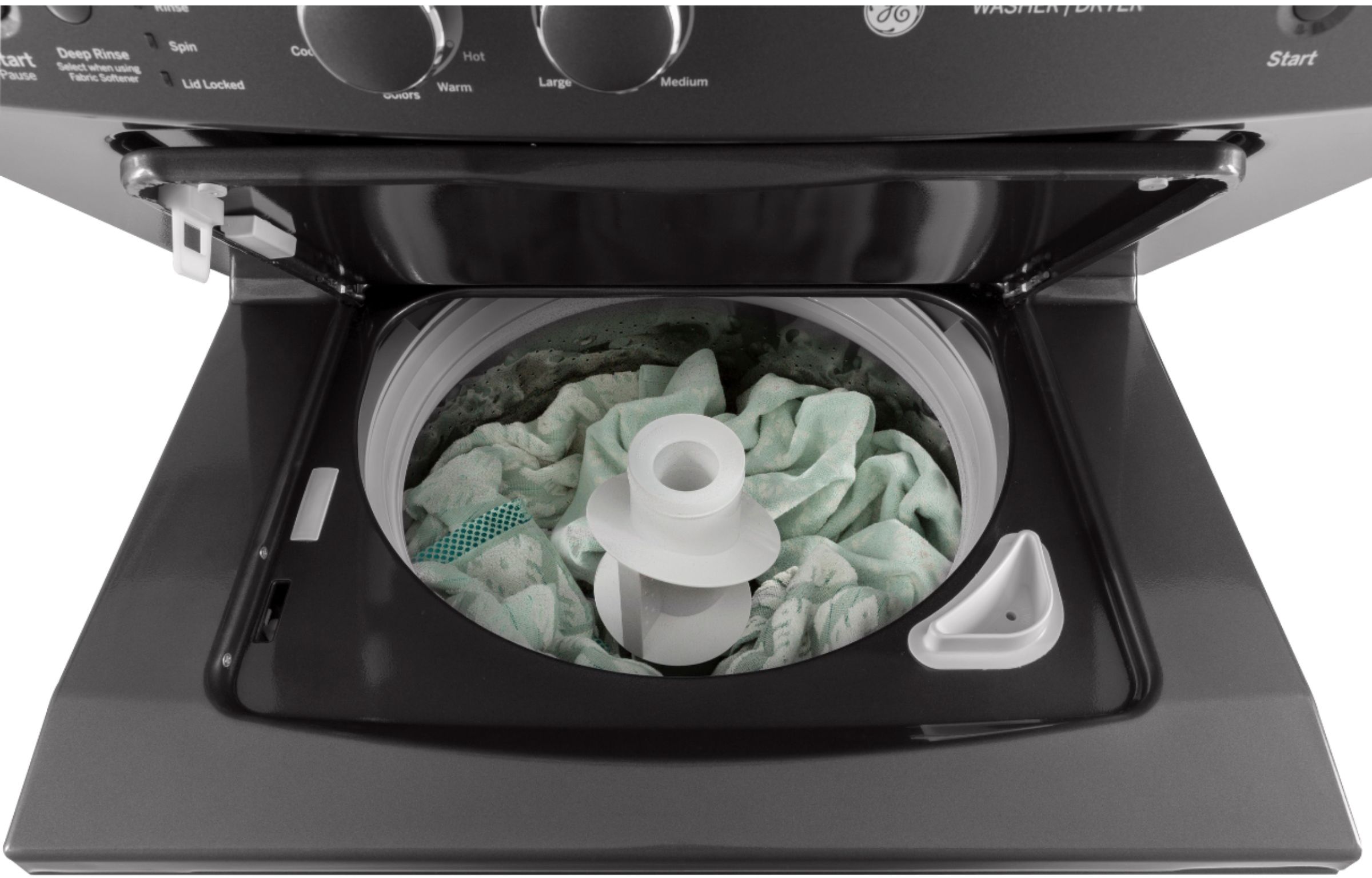 Alt View 13. GE - 3.8 Cu. Ft. Top Load Washer and 5.9 Cu. Ft. Gas Dryer Laundry Center - Diamond Gray.