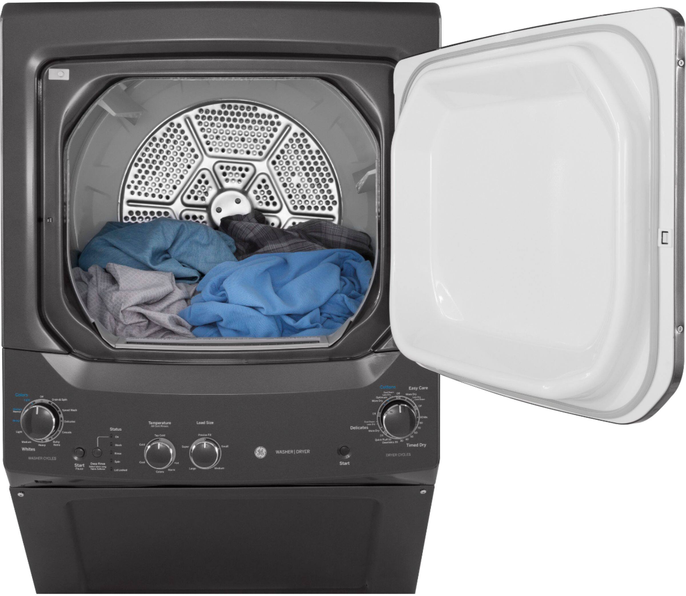Alt View 15. GE - 3.8 Cu. Ft. Top Load Washer and 5.9 Cu. Ft. Gas Dryer Laundry Center - Diamond Gray.