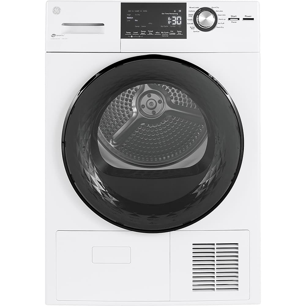 GE - 4.1 Cu. Ft. Stackable 13-Cycle Electric Dryer - White - Front_Zoom