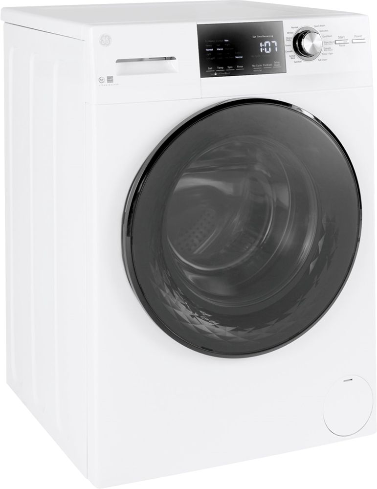 Left View: Whirlpool - 4.5 Cu. Ft. High-Efficiency Stackable Front Load Washer with Steam and Quick Wash Cycle - White