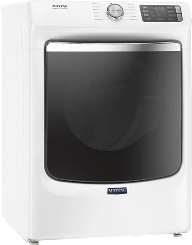 Angle View: Maytag - 7.3 Cu. Ft. Stackable Electric Dryer with Steam and Extra Power Button - White
