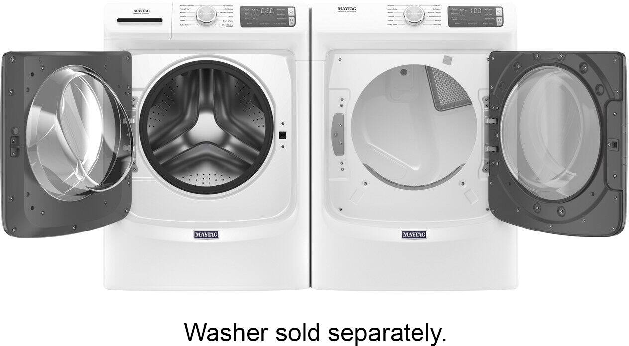 Alt View 26. Maytag - 7.3 Cu. Ft. Stackable Electric Dryer with Steam and Extra Power Button - White.
